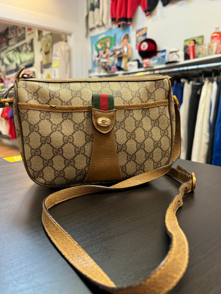 Vintage Gucci Crossbody Bag Sherry Line Brown