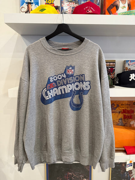 Vintage Indianapolis Colts 2004 Division Champions NFL Gray Sweatshirt Sz XL