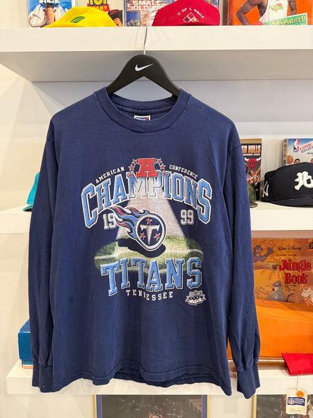 Vintage 2000 Super Bowl XXXIV Tennessee Titans American Conference Champions Long Sleeve T-Shirt Sz L