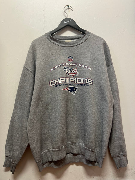 Vintage 2001 New England Patriots Super Bowl XXXVI Champions Sweatshirt Sz XL