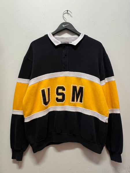 Vintage Nutmeg Mills USM University of Southern Mississippi Rugby Style Collared Sweatshirt Sz L