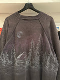 Vintage Great Smoky Mountains Moon Snowy Forest Sweatshirt Sz XL Made in USA Front and Back Graphics