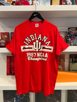 Vintage IU Indiana Hoosiers 1987 NCAA Champions T-Shirt Sz L Made in USA Single Stitch