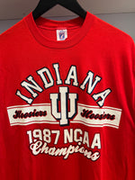Vintage IU Indiana Hoosiers 1987 NCAA Champions T-Shirt Sz L Made in USA Single Stitch