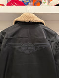 Harley-Davidson Men's Military Style  Black Leather Bomber Jacket Sz M