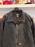 Carhartt Black Sandstone Ridge Duck Canvas Chore Jacket Coat Sz XXL Tall Sherpa Lined