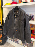 Carhartt Black Sandstone Ridge Duck Canvas Chore Jacket Coat Sz XXL Tall Sherpa Lined