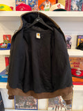 Vintage Carhartt Chestnut Brown Duck Canvas Jacket Quilt Lined with Hood Sz XXXL
