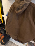 Vintage Carhartt Chestnut Brown Duck Canvas Jacket Quilt Lined with Hood Sz XXXL