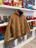 Vintage Carhartt Brown Duck Quilt Lined Active Jacket with Hood Sz XL