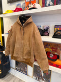 Vintage Carhartt Brown Duck Quilt Lined Active Jacket with Hood Sz XL