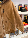Vintage Carhartt Brown Duck Quilt Lined Active Jacket with Hood Sz XL