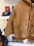 Vintage Carhartt Brown Duck Quilt Lined Active Jacket with Hood Sz XL