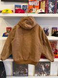 Vintage Carhartt Brown Duck Quilt Lined Active Jacket with Hood Sz XL
