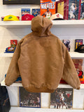 Vintage Carhartt Brown Duck Quilt Lined Active Jacket with Hood Sz XL