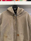 Vintage Carhartt Mushroom Duck Canvas Quilted Lined Jacket with Hood Sz XL