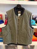 Carhartt Moss Green Quilt Lined Duck Canvas Vest Sz XL
