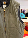 Carhartt Moss Green Quilt Lined Duck Canvas Vest Sz XL