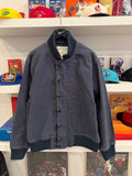 Orvis Navy Blue Metal Snap Cotton Canvas Jacket Sz L
