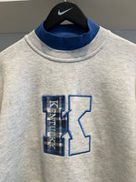 Vintage UK University of Kentucky Embroidered Plaid Mock Neck Sweatshirt Sz L Made in USA