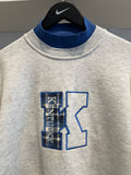 Vintage UK University of Kentucky Embroidered Plaid Mock Neck Sweatshirt Sz L Made in USA