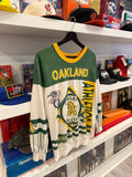 Vintage 1990 Oakland Athletics MLB American League Long Sleeve Top Sz M Allover Graphics Made in USA