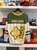 Vintage 1990 Oakland Athletics MLB American League Long Sleeve Top Sz M Allover Graphics Made in USA