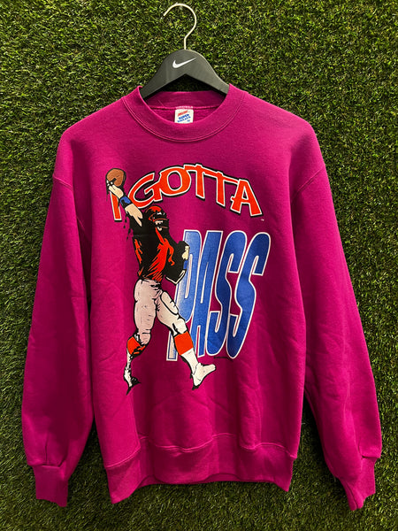 Vintage I Gotta Pass Football Throw Sweatshirt Made in USA Sz M