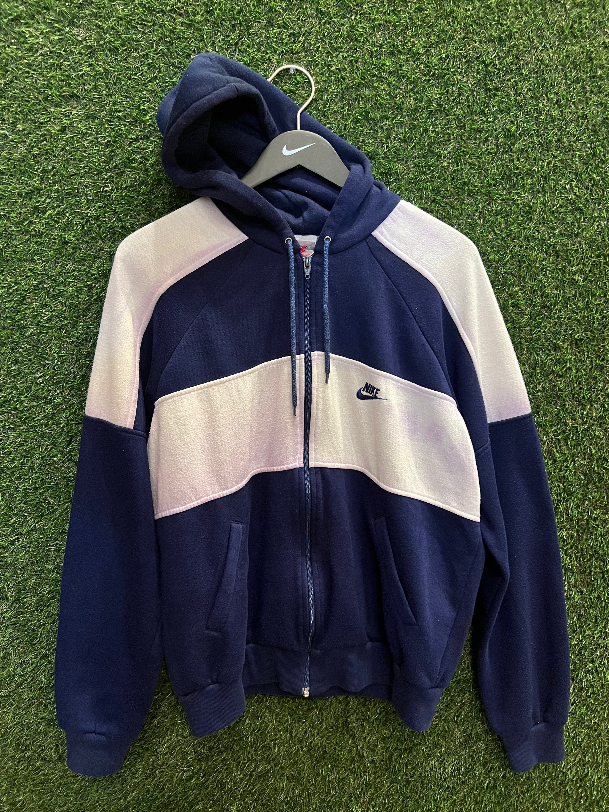 Vintage 80s Nike zip up hooded on sale sweatshirt size XL