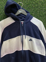 Vintage Nike Blue & White Zipped up Hoodie Sz L