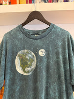 Vintage Earth Moon Stars Bleach Dyed T-Shirt Sz XL