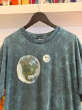 Vintage Earth Moon Stars Bleach Dyed T-Shirt Sz XL