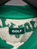 Wang Golf All Over Print Green & White Terry Cloth Polo Shirt Sz L Tyler the Creator