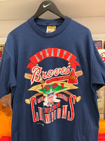 NWT Vintage 1991 Atlanta Braves National League West Champions Nutmeg T-Shirt Sz L Made in USA