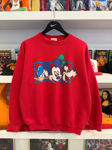 Vintage Mickey Donald Pluto Disney Sweatshirt Sz L Made in USA