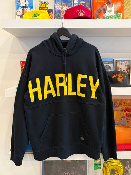 Harley- Davidson Black Embroidered Harley Burner Hoodie Sz M