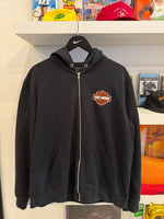 Harley-Davidson Black Zip Up Hoodie Sz L Front & Back Graphics