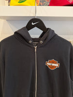 Harley-Davidson Black Zip Up Hoodie Sz L Front & Back Graphics