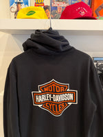 Harley-Davidson Black Zip Up Hoodie Sz L Front & Back Graphics