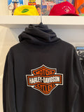 Harley-Davidson Black Zip Up Hoodie Sz L Front & Back Graphics
