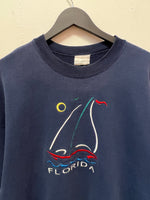 Vintage Florida Sailboat Embroidered Sweatshirt Sz L