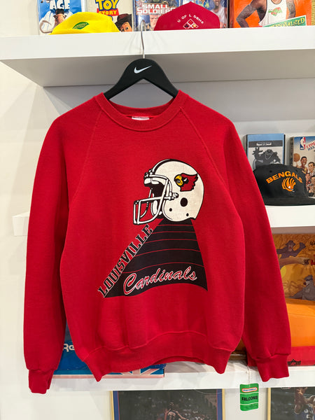 Vintage University of Louisville Cardinals Football Helmet Sweatshirt Sz M Made in USA