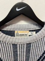 Vintage London Fog Blue & Gray Geometric Textured Sweater Sz XL