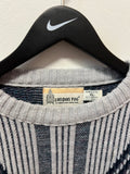 Vintage London Fog Blue & Gray Geometric Textured Sweater Sz XL
