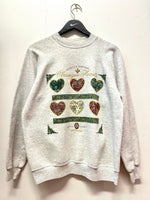 Vintage Classique Paisley Hearts 19th Century Romantic Notions Gray Sweatshirt Sz L