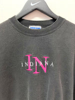 IU Indiana University Black Embroidered Cropped Sweatshirt Sz L