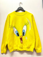 Vintage Looney Tunes Tweety Bird Face Six Flags Sweatshirt Sz L