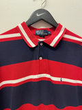 Polo by Ralph Lauren Red, Blue and White Striped Polo Shirt Sz XL