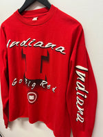 Vintage IU Indiana University Go Big Red Long Sleeve Cropped T-Shirt Sz XL