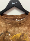 Vintage Horses Stallions Large Graphics Brown Tie Dye T-Shirt Sz XL
